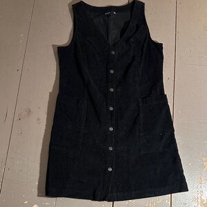 GAP Black Corduroy Snap Front Mini Dress